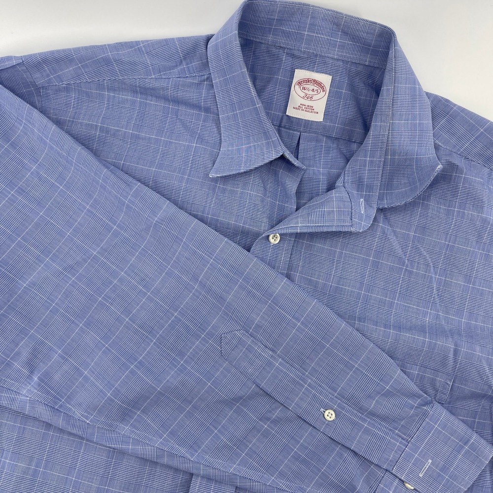 Brooks Brothers 346 Men's‎ Dress Shirt 16 1/2-4/5 Blue Checkered